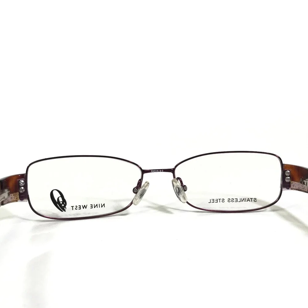 Nine West Eyeglasses Frames 411 ED6 Brown Tortoise Purple Rectangular 53-16-130